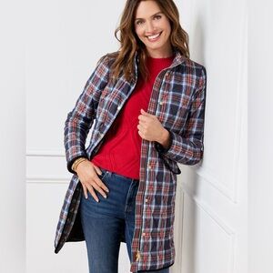 Talbots Plaid Long Quilted Jacket